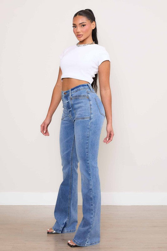 Vibrant M.i.U square pocket bootcut jeans
