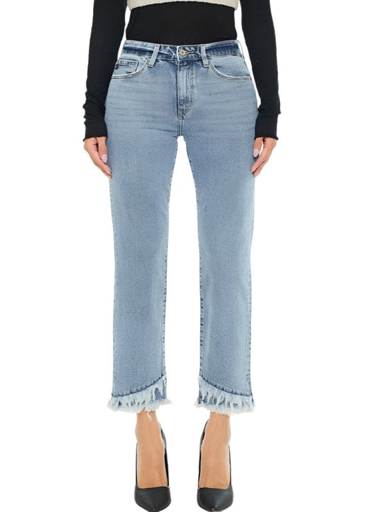 Kancan Raw Hem High Rise Straight Jeans - Whimsical Appalachian Boutique