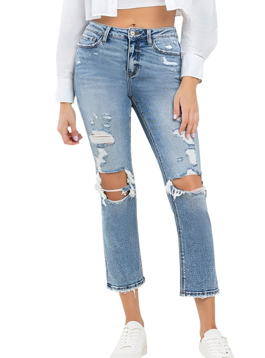 Lovervet High Rise Slim Straight Jeans - Whimsical Appalachian Boutique