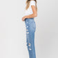 VERVET Distressed Raw Hem Mom Jeans - Whimsical Appalachian Boutique