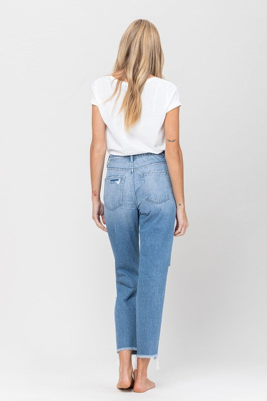 VERVET Distressed Raw Hem Mom Jeans - Whimsical Appalachian Boutique