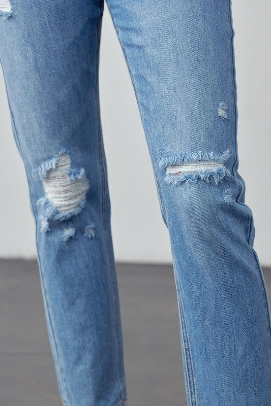 Denim Lab USA High Rise Distressed Straight Jeans - Whimsical Appalachian Boutique