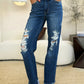 Judy Blue Mid Rise Distressed Raw Hem Jeans - Whimsical Appalachian Boutique