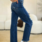 Judy Blue Mid Rise Distressed Raw Hem Jeans - Whimsical Appalachian Boutique