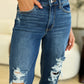 Judy Blue Mid Rise Distressed Raw Hem Jeans - Whimsical Appalachian Boutique