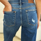 Judy Blue Mid Rise Distressed Raw Hem Jeans - Whimsical Appalachian Boutique