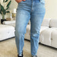 Judy Blue Mid Rise Distressed Straight Jeans - Whimsical Appalachian Boutique