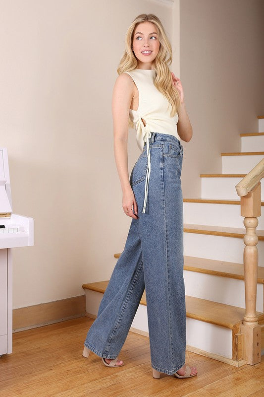 Lilou Mid-Rise Straight Leg Denim Jeans - Whimsical Appalachian Boutique