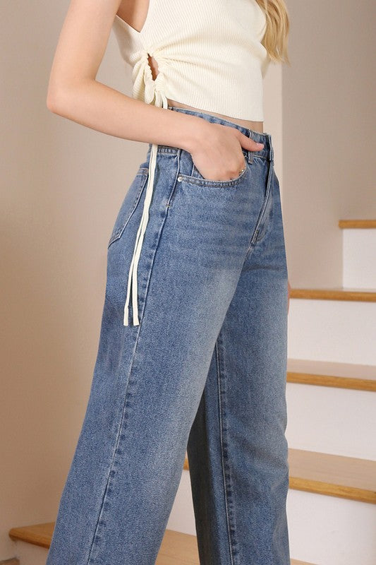 Lilou Mid-Rise Straight Leg Denim Jeans - Whimsical Appalachian Boutique