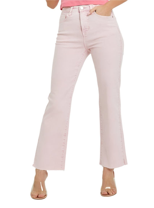 RISEN Jeans | Pink High Rise Tummy Control Straight Leg