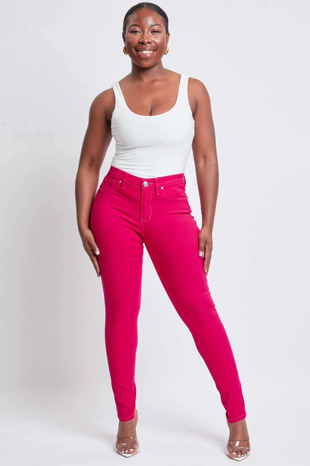 YMI Jeanswear Mid-Rise Pink Skinny Jeans - Whimsical Appalachian Boutique