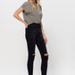 VERVET Distressed Super Soft High Rise Black Skinny Jeans