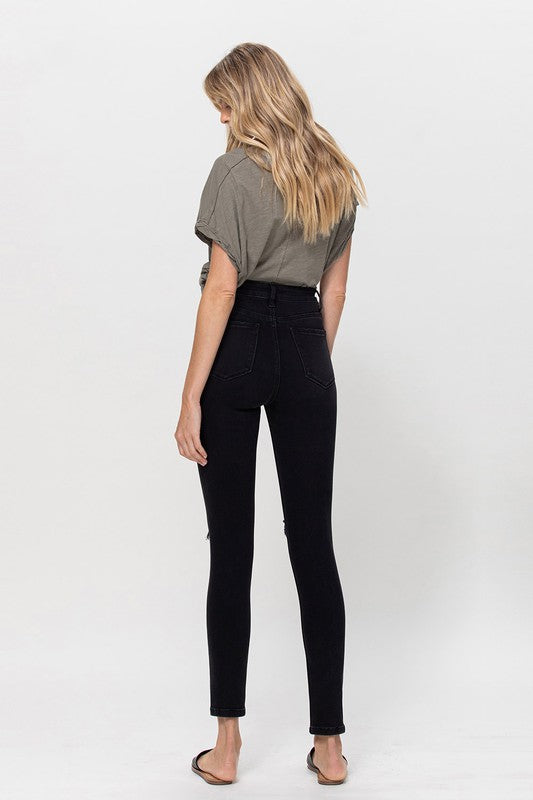 VERVET Distressed Super Soft High Rise Black Skinny Jeans