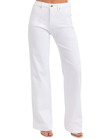 RISEN High Waist Straight Jeans - Crisp White - Whimsical Appalachian Boutique