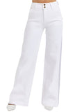 RISEN Tummy Control Double Button Wide Leg Jeans