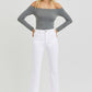 RISEN Tummy Control Elastic Band High Rise Crop Straight Jeans