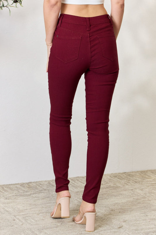 YMI Jeanswear Stretch Mid-Rise Skinny Jeans - Wine - Whimsical Appalachian Boutique