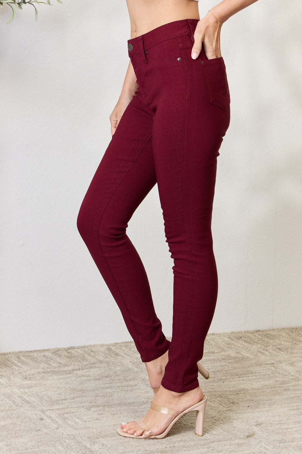 YMI Jeanswear Stretch Mid-Rise Skinny Jeans - Wine - Whimsical Appalachian Boutique