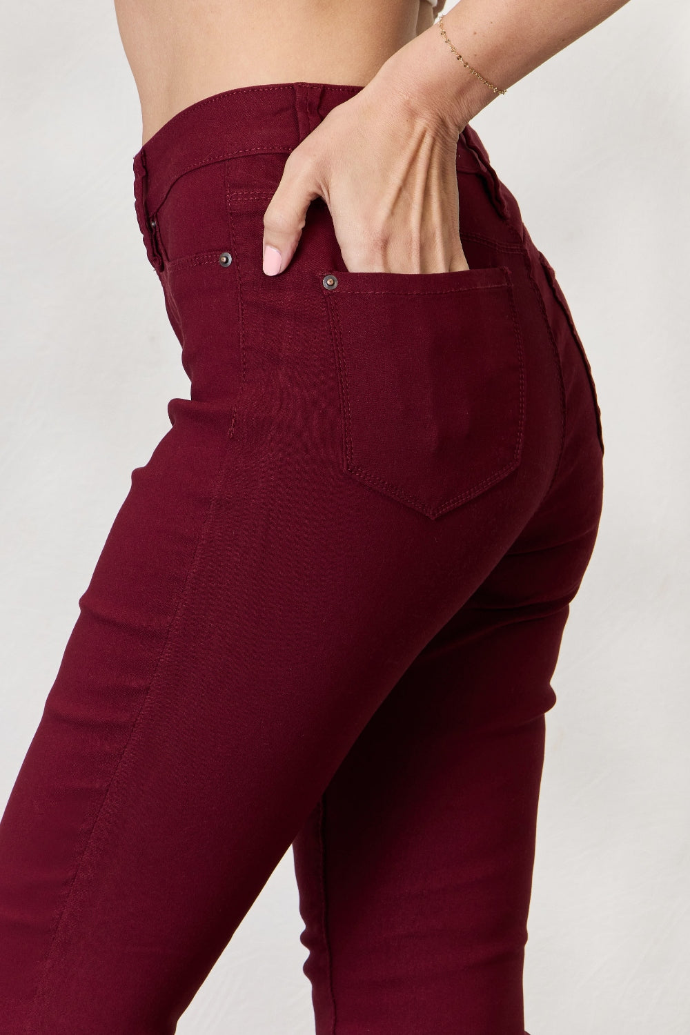 YMI Jeanswear Stretch Mid-Rise Skinny Jeans - Wine - Whimsical Appalachian Boutique