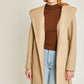 Pocket detail on oatmeal fleece belted hoodie coat for women
