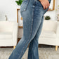 Flattering Judy Blue flare jeans with high waist and medium wash.
