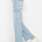 Judy Blue light wash jeans with high-waist, straight legs & cargo pockets
