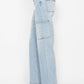 Judy Blue light wash jeans with high-waist, straight legs & cargo pockets
