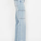 Judy Blue light wash jeans with high-waist, straight legs & cargo pockets
