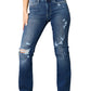 Mid Rise Hand Sand & Destroy Bootcut Jeans showcasing the front view with detailed hand-sanding and distressed accents.