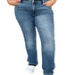 Mid-rise jeans with release hem in medium wash, ideal for versatile wear.
