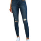 Judy Blue mid-waist distressed slim jeans front view.
