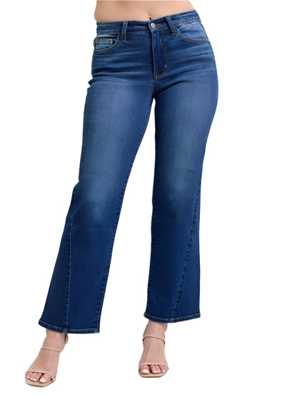 Judy Blue side seam detail straight jeans in medium wash
