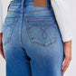 Comfortable and durable Judy Blue distressed wide-leg jeans
