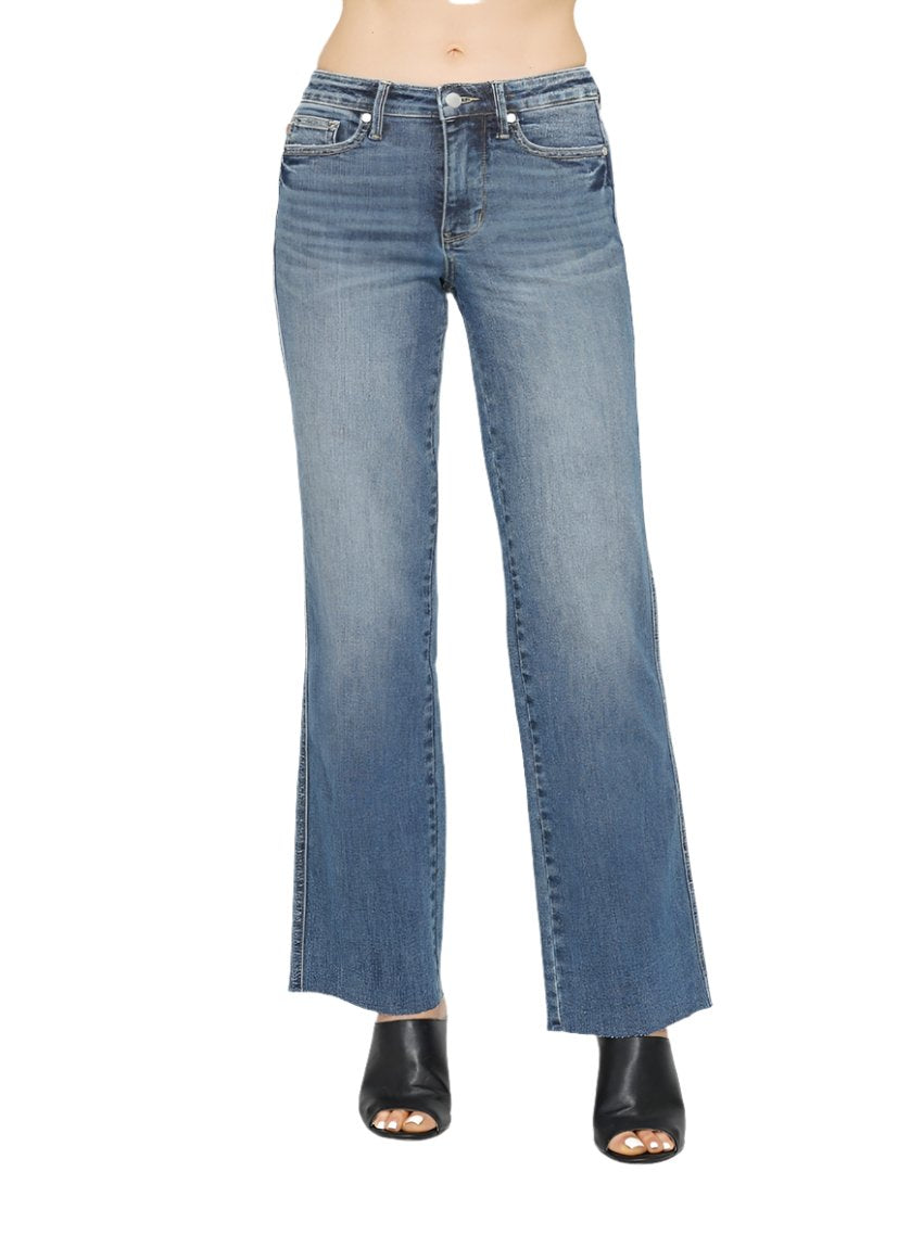 Front view of Judy Blue Tummy Control Straight Jeans in premium stretch denim.