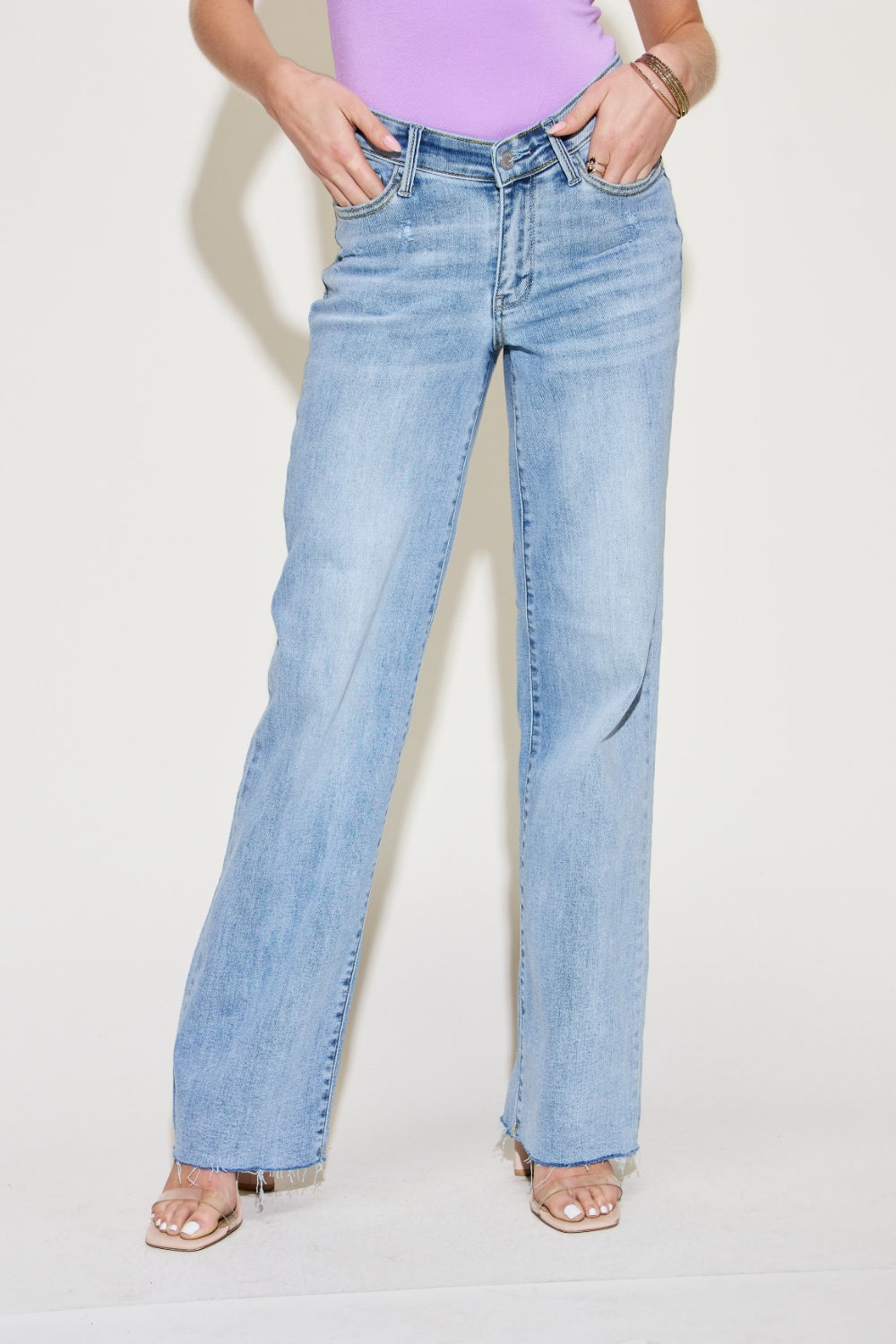 Judy Blue V Front Waistband Straight Leg Jeans | Demure Clothing | Appalachian Fashion