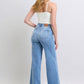 Belt loop detail on Judy Blue wide leg jeans highlighting the structured waistband.
