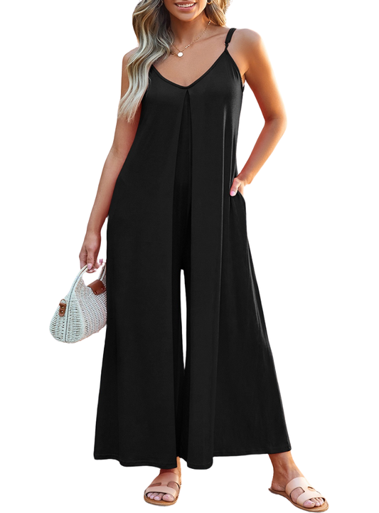 V-Neck Spaghetti Strap Jumpsuit - Whimsical Appalachian Boutique