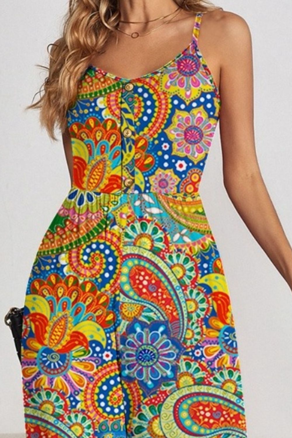 Spaghetti Strap Wide Leg Patterned Jumpsuit - Whimsical Appalachian Boutique