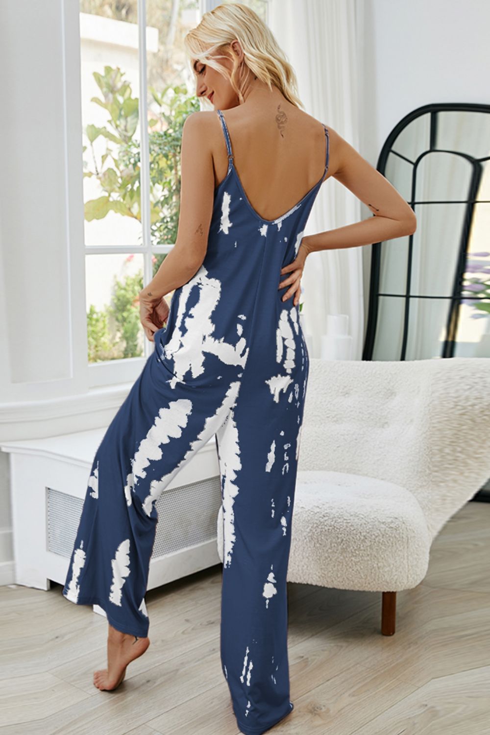 Tie-Dye Spaghetti Strap Jumpsuit with Pockets - Whimsical Appalachian Boutique