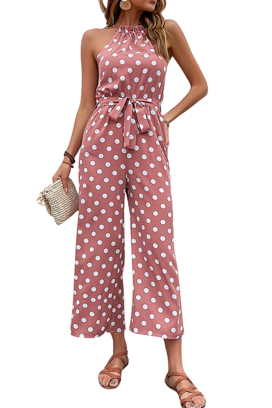 Polka Dot Grecian Wide Leg Patterned Jumpsuit - Whimsical Appalachian Boutique