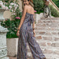 Tied Printed Tube Wide Leg Patterned Jumpsuit - Whimsical Appalachian Boutique