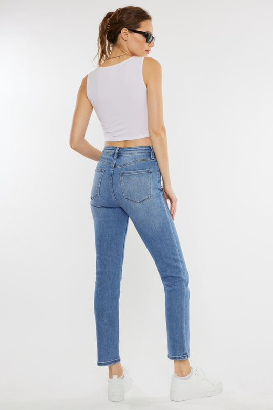 Back view of Kancan Cat's Whiskers High Waist Jeans highlighting the classic five-pocket design.