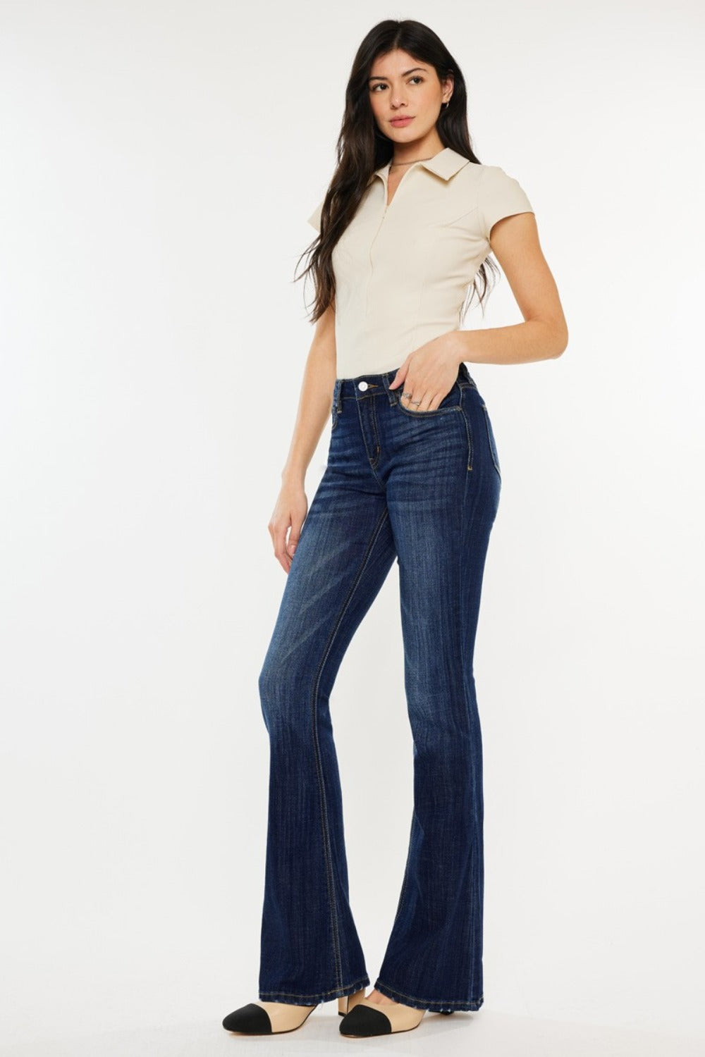 Women's Kancan slim flare jeans with pockets
