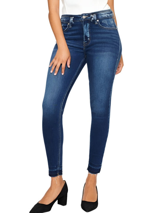 Front view of Kancan High Rise Ankle Skinny Jeans showcasing the high-rise fit and ankle-length cut.