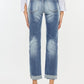 Back view of Kancan High Rise Cuffed Straight Jeans showcasing the straight leg cut and cuffed hem.