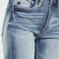 Closeup of Kancan High Rise Cuffed Straight Jeans' fabric, showing the premium denim quality.