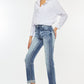 Cuffed hem detail on the Kancan High Rise Cuffed Straight Jeans for a casual yet chic look.