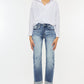 Kancan High Rise Cuffed Straight Jeans styled for versatility, perfect for both casual and dressy outfits.