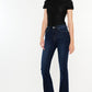 Full view of Kancan high-rise flare jeans in dark wash.
