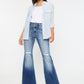 Kancan High Rise Wide Waistband Flare Jeans